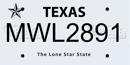 MWL2891 Texas License Plate