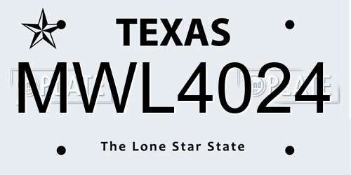 MWL4024 Texas License Plate