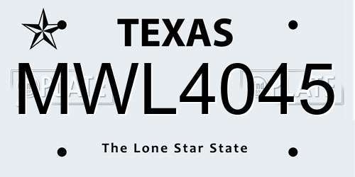 MWL4045 Texas License Plate