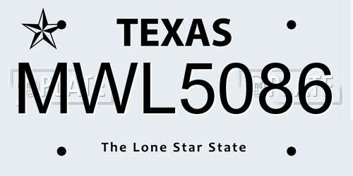 MWL5086 Texas License Plate