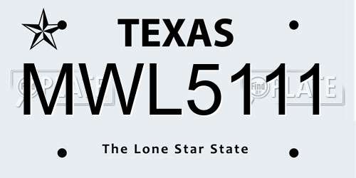 MWL5111 Texas License Plate