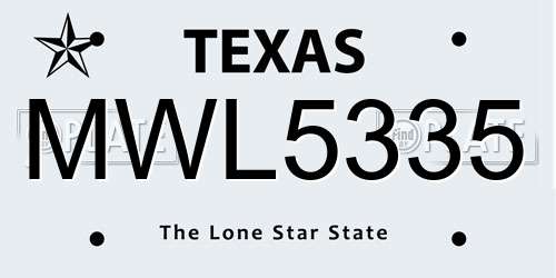 MWL5335 Texas License Plate