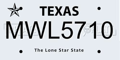MWL5710 Texas License Plate