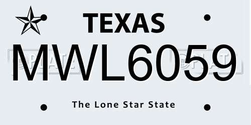 MWL6059 Texas License Plate