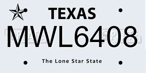 MWL6408 Texas License Plate