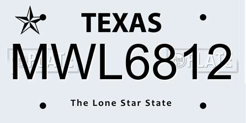 MWL6812 Texas License Plate