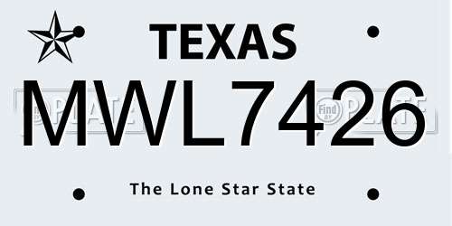 MWL7426 Texas License Plate