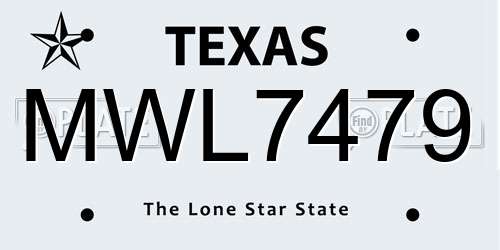 MWL7479 Texas License Plate