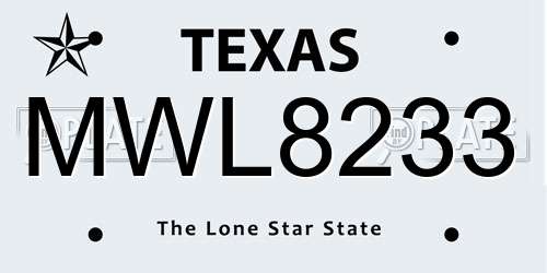 MWL8233 Texas License Plate
