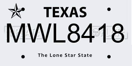 MWL8418 Texas License Plate