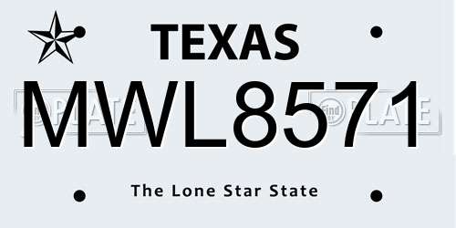 MWL8571 Texas License Plate
