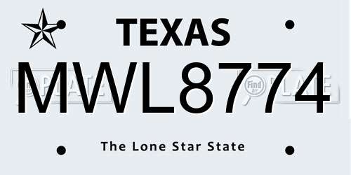 MWL8774 Texas License Plate