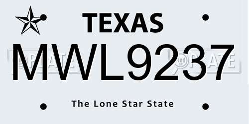 MWL9237 Texas License Plate