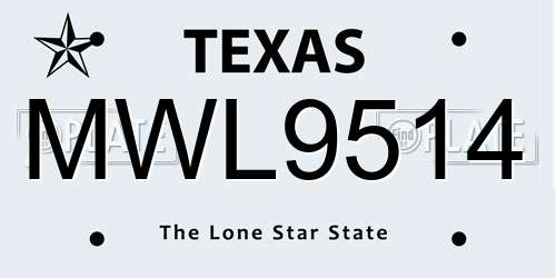 MWL9514 Texas License Plate