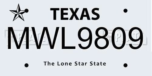 MWL9809 Texas License Plate