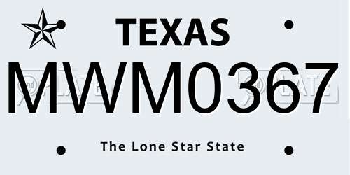 MWM0367 Texas License Plate