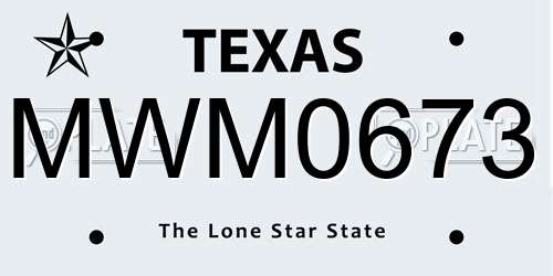 MWM0673 Texas License Plate