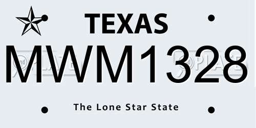 MWM1328 Texas License Plate