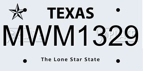 MWM1329 Texas License Plate