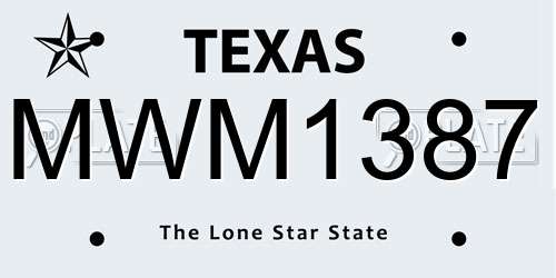 MWM1387 Texas License Plate