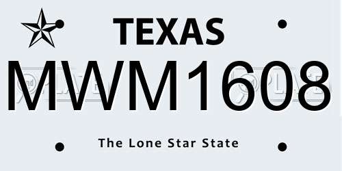 MWM1608 Texas License Plate