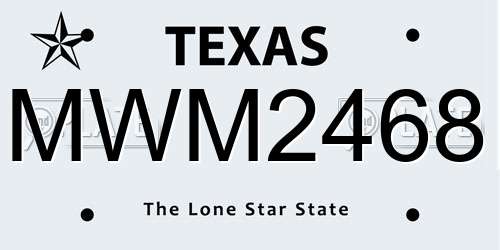 MWM2468 Texas License Plate