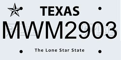 MWM2903 Texas License Plate