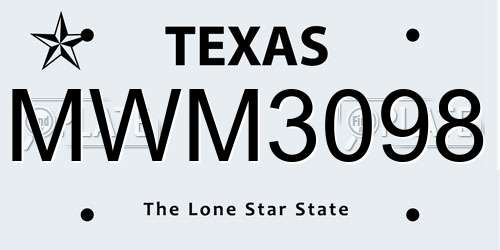 MWM3098 Texas License Plate