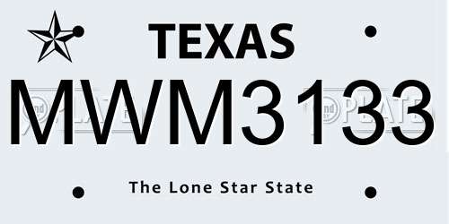 MWM3133 Texas License Plate
