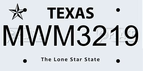 MWM3219 Texas License Plate