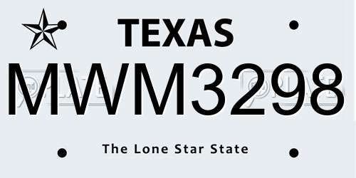 MWM3298 Texas License Plate