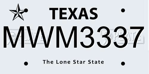 MWM3337 Texas License Plate