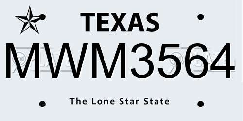 MWM3564 Texas License Plate