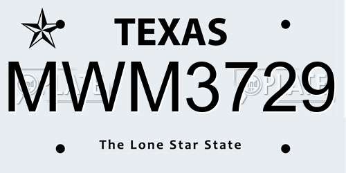 MWM3729 Texas License Plate