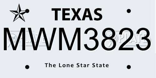 MWM3823 Texas License Plate