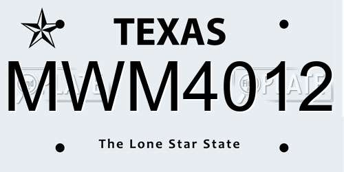 MWM4012 Texas License Plate