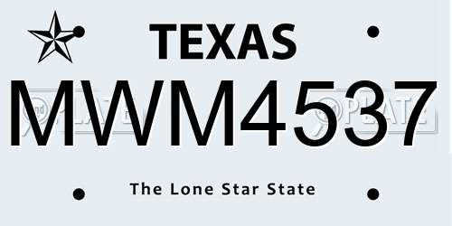 MWM4537 Texas License Plate