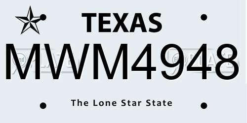 MWM4948 Texas License Plate