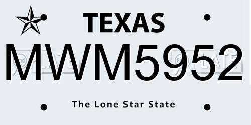 MWM5952 Texas License Plate