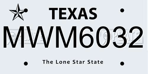 MWM6032 Texas License Plate