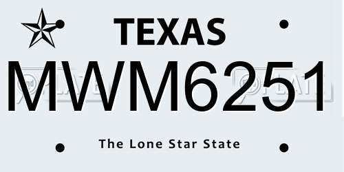 MWM6251 Texas License Plate