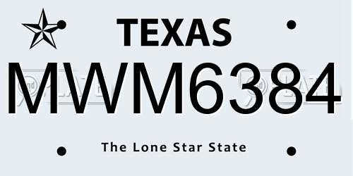 MWM6384 Texas License Plate