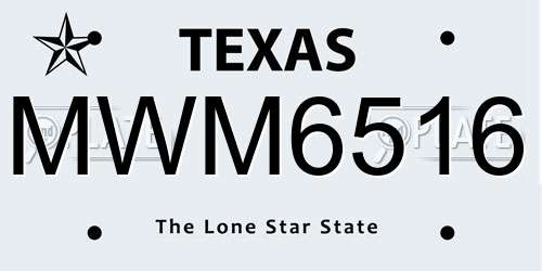 MWM6516 Texas License Plate