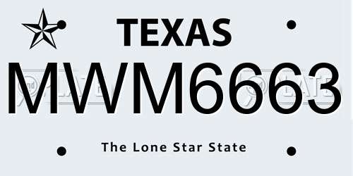 MWM6663 Texas License Plate