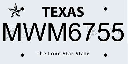 MWM6755 Texas License Plate