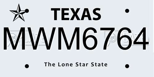 MWM6764 Texas License Plate