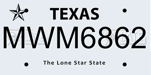 MWM6862 Texas License Plate