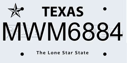 MWM6884 Texas License Plate