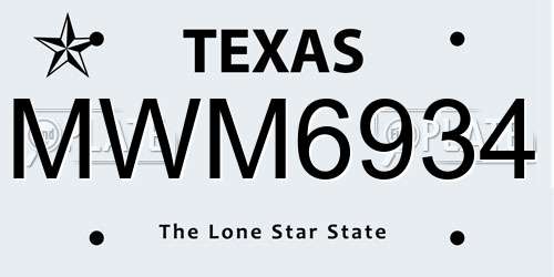 MWM6934 Texas License Plate