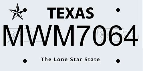 MWM7064 Texas License Plate